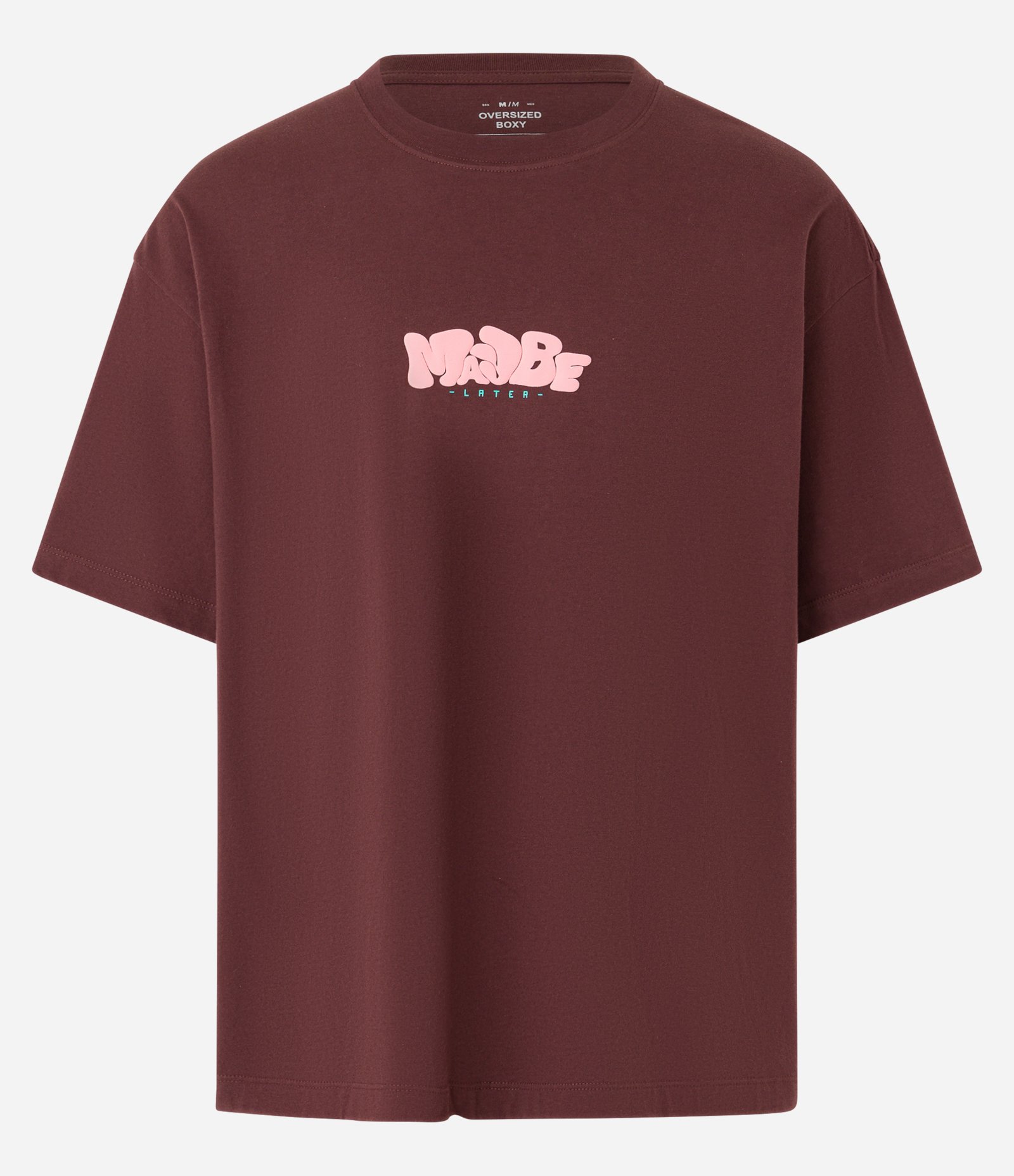 Camiseta Overboxy em Algodão com Efeito Puff com Estampa Lettering Marrom 4