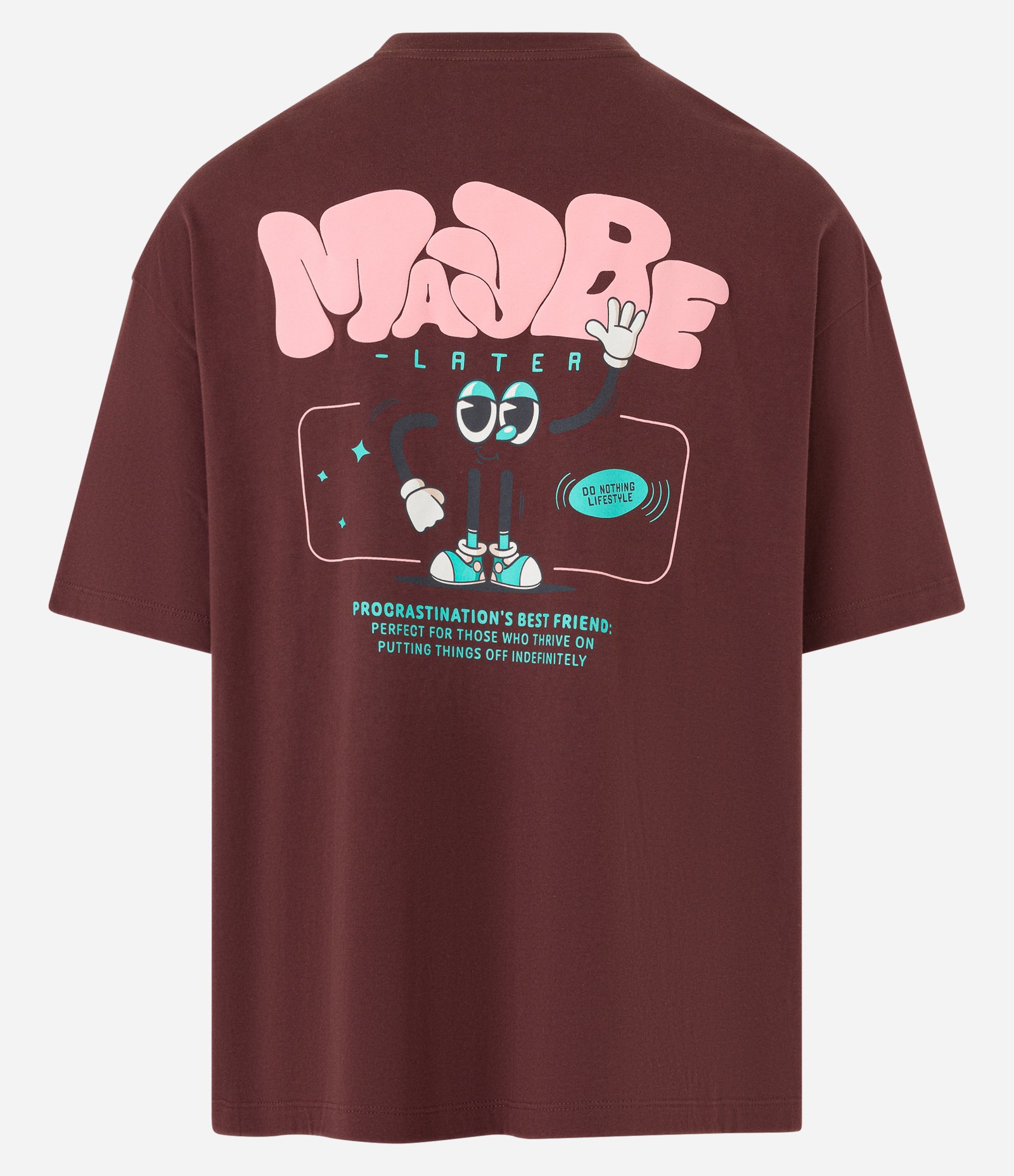 Camiseta Overboxy em Algodão com Efeito Puff com Estampa Lettering Marrom 5
