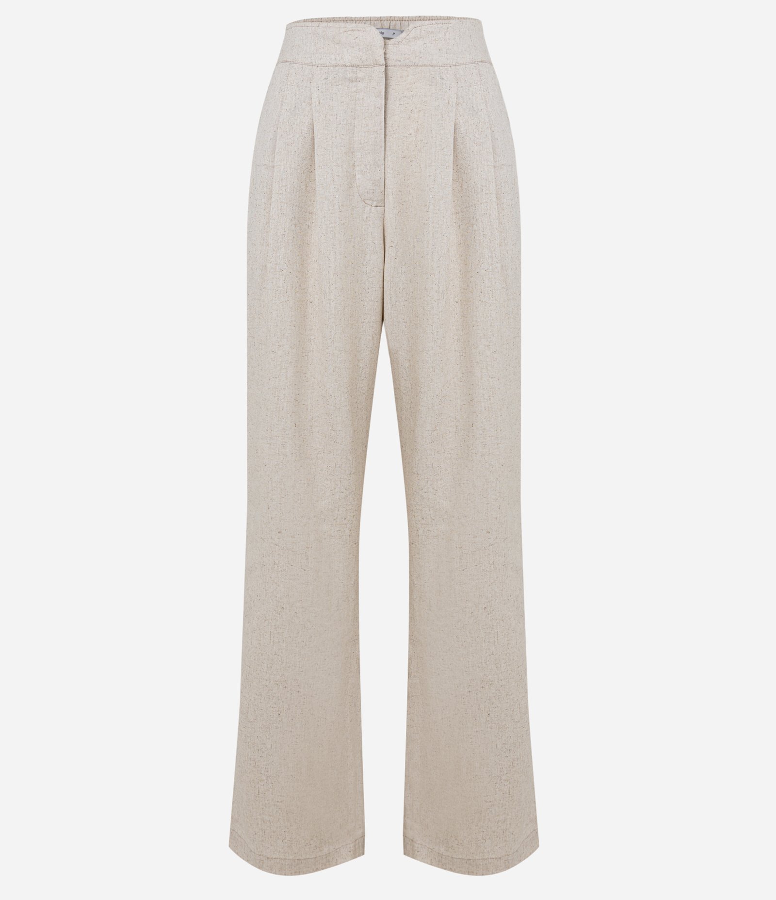 Calça Reta em Viscose e Linho com Pregas Bege 5