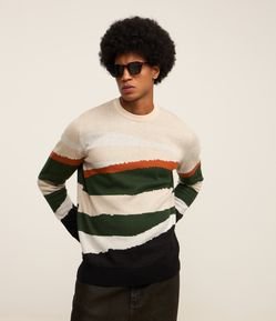 Suéter em Algodão com Bloco de Cores