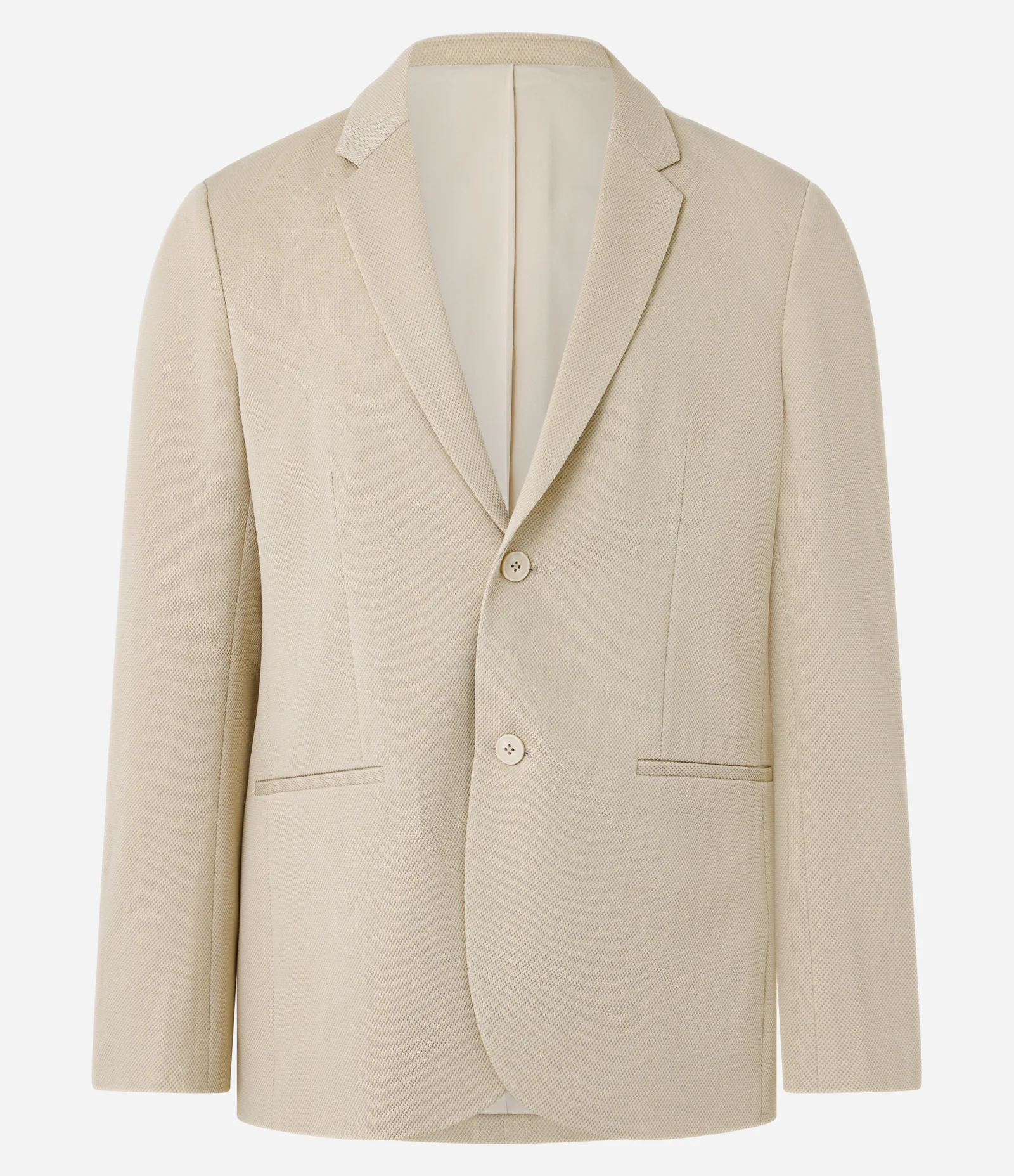 Blazer em Poliviscose com Textura Piquet Bege 1