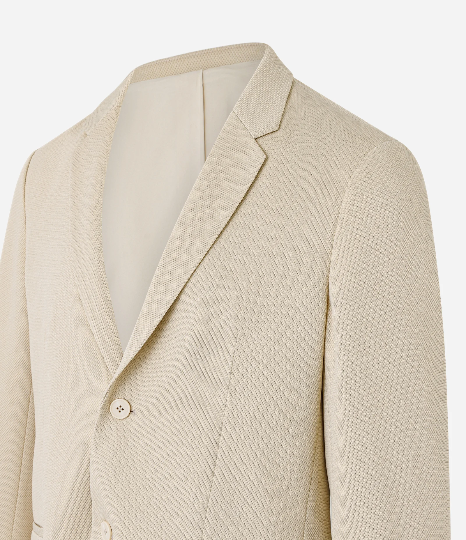 Blazer em Poliviscose com Textura Piquet Bege 2
