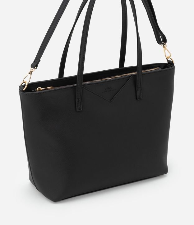 Bolsa Shopper Grande em PU Textura Safiano com Alça Longa