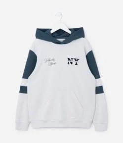 Blusão Infantil com Recortes e Capuz Contrastante - Tam 5 a 14 Anos