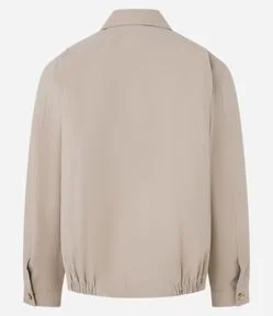 Jaqueta em Sarja Gola Colarinho com Detalhe Franzido na Barra