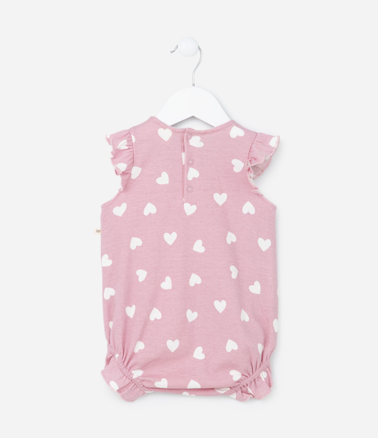 Macaquinho Infantil com Estampa de Corações e Babadinhos - Tam 0 a 18 meses Rosa 2