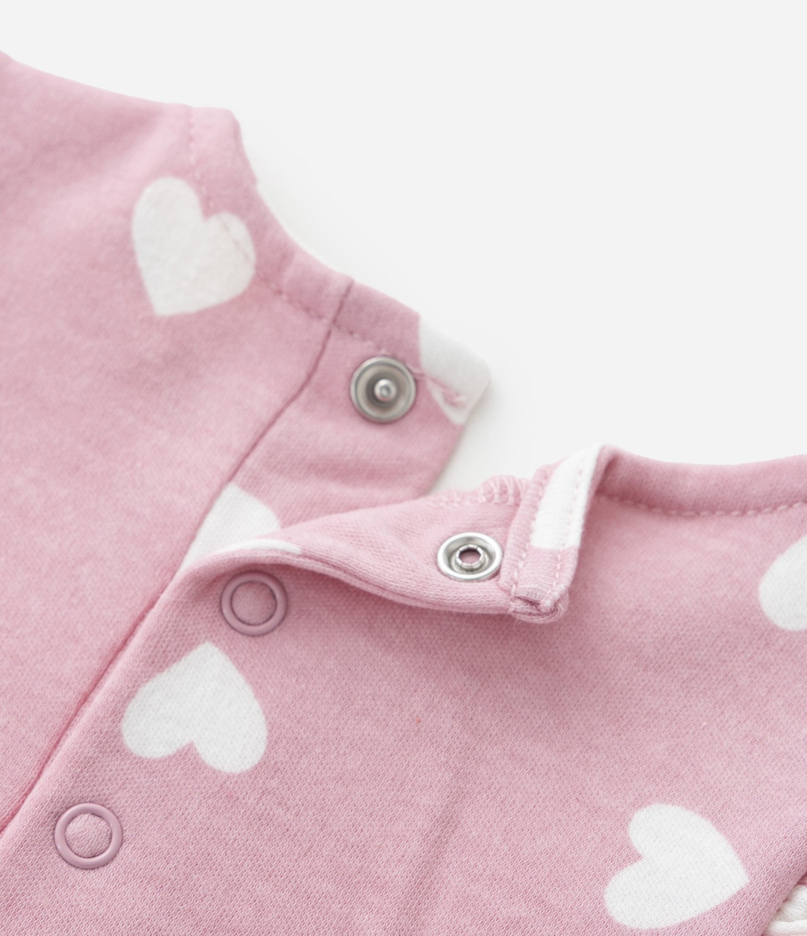 Macaquinho Infantil com Estampa de Corações e Babadinhos - Tam 0 a 18 meses Rosa 4