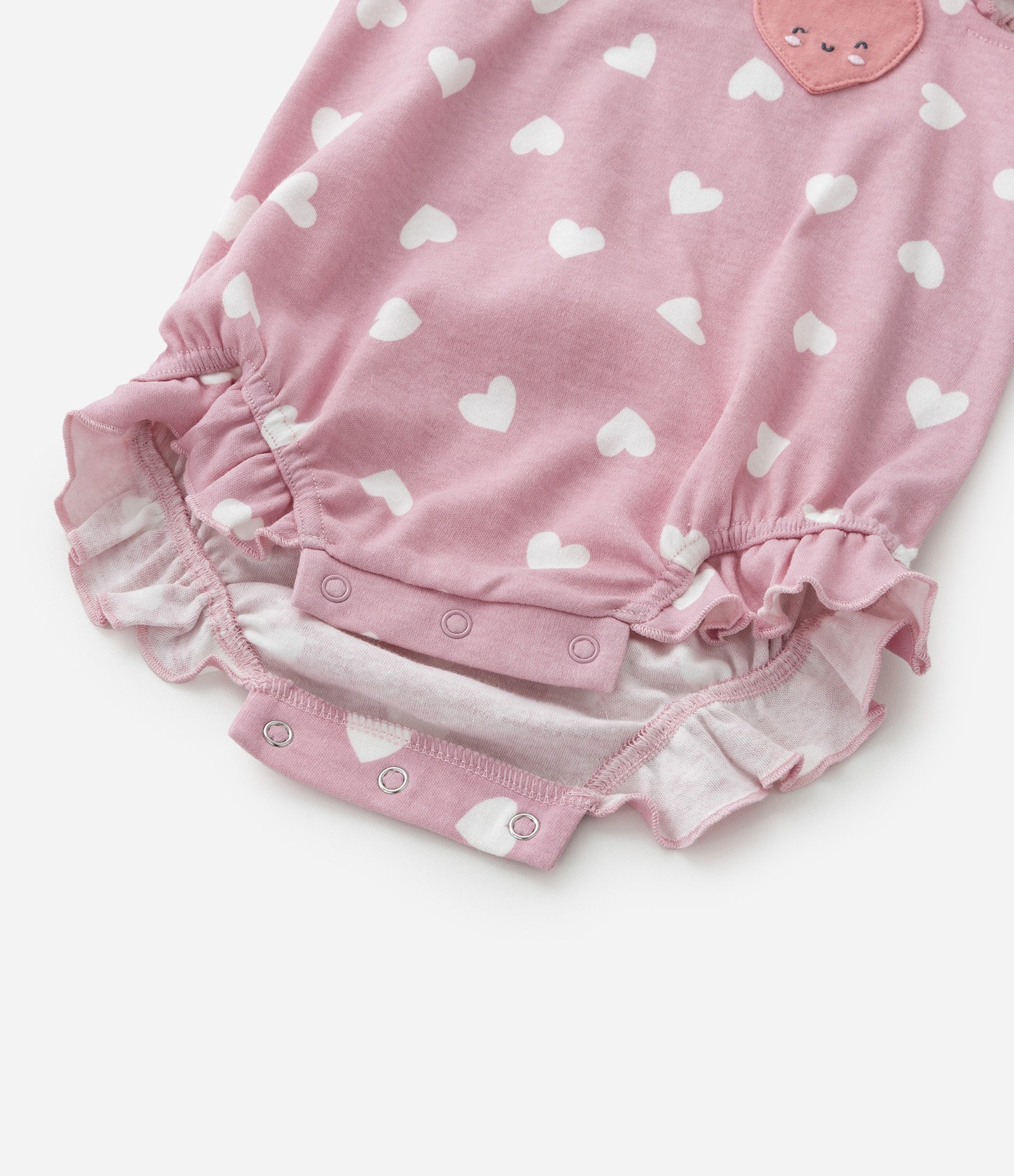 Macaquinho Infantil com Estampa de Corações e Babadinhos - Tam 0 a 18 meses Rosa 5