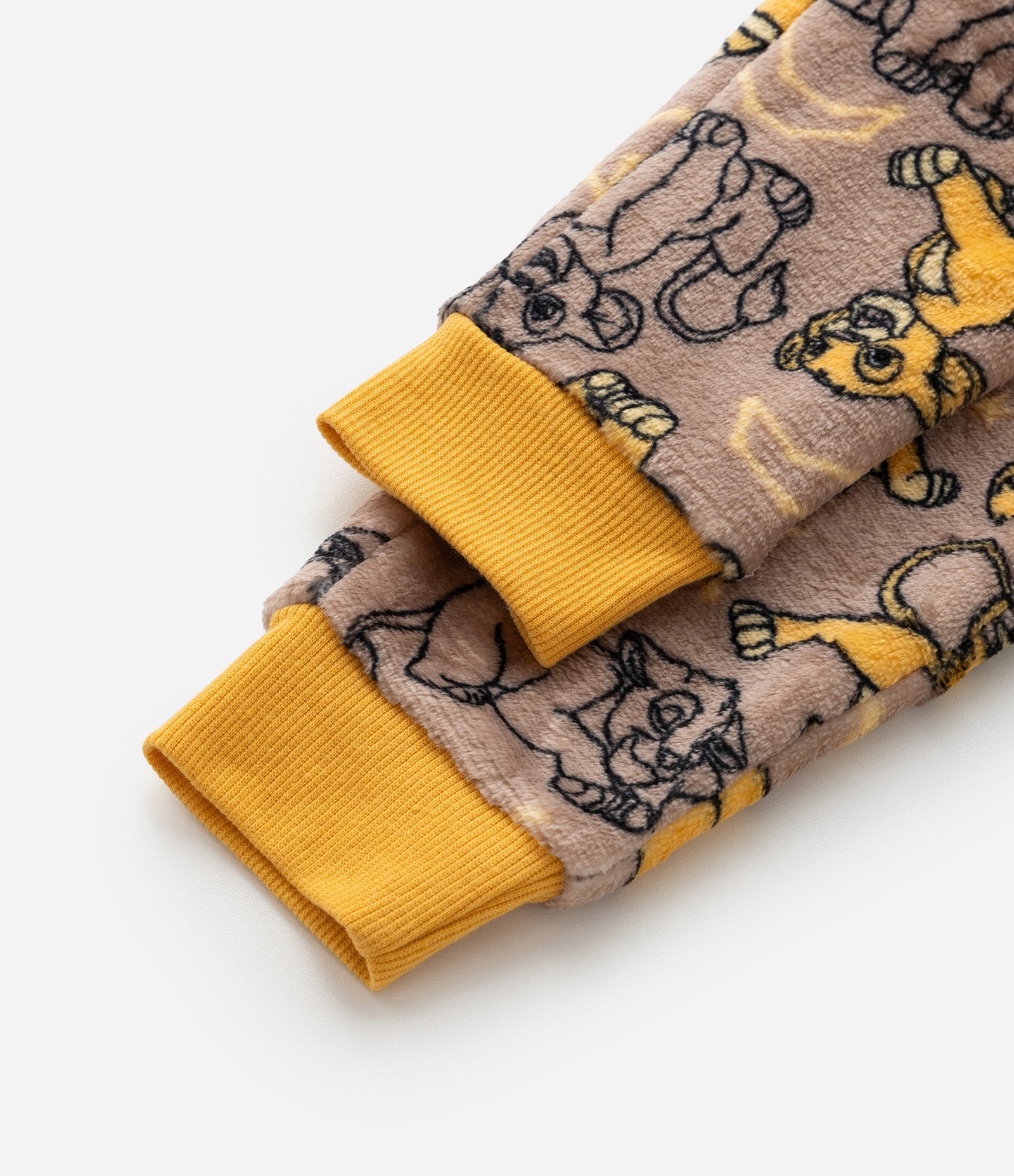 Pijama Infantil em Fleece com Bordado Simba - Tam  1 a 4 Anos Amarelo/Marrom 8