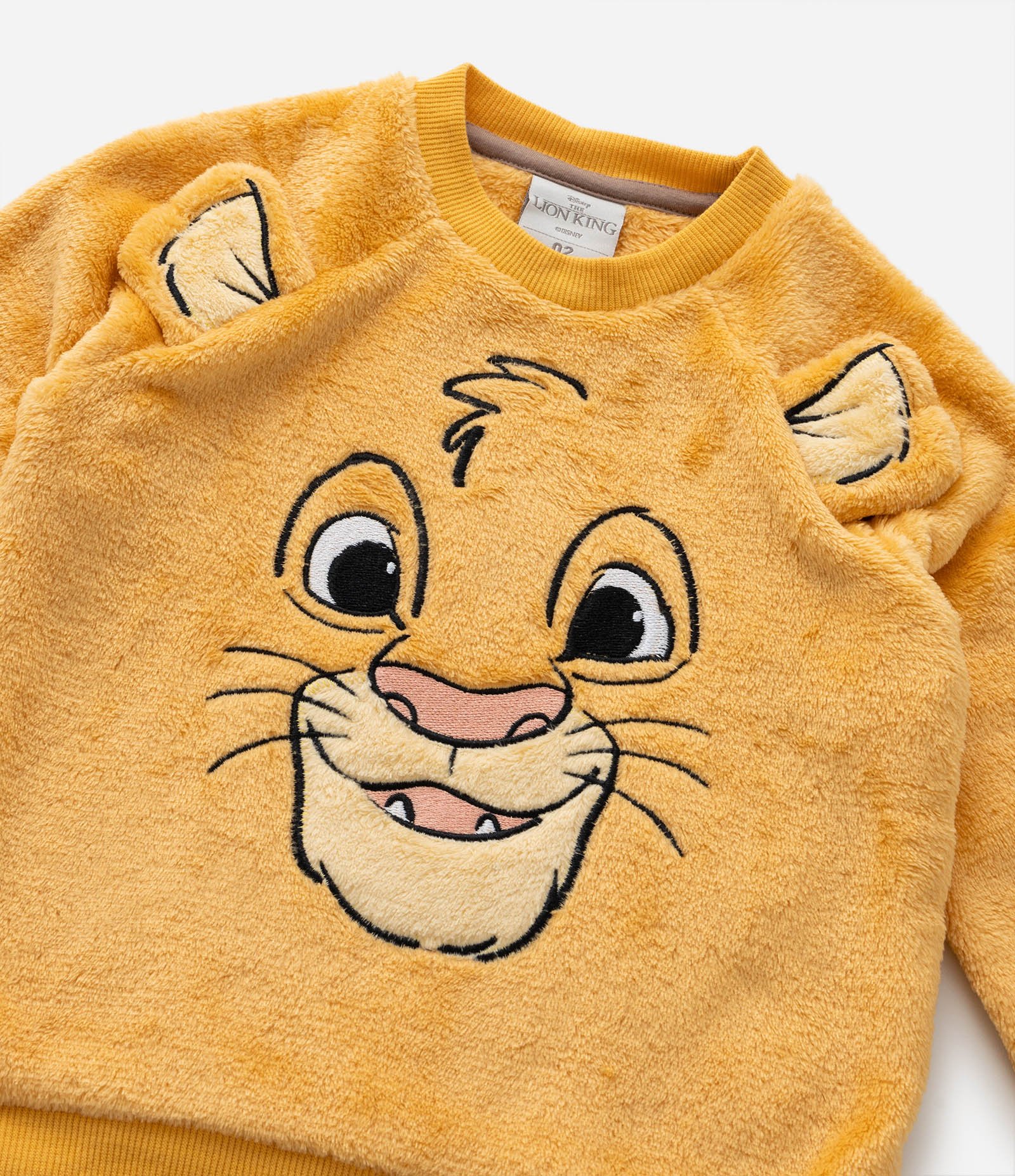 Pijama Infantil em Fleece com Bordado Simba - Tam  1 a 4 Anos Amarelo/Marrom 10
