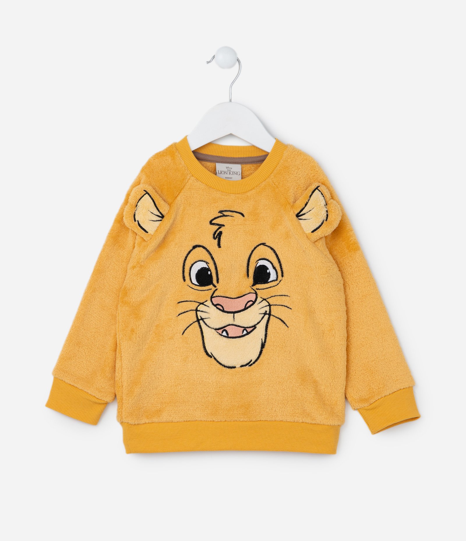 Pijama Infantil em Fleece com Bordado Simba - Tam  1 a 4 Anos Amarelo/Marrom 2