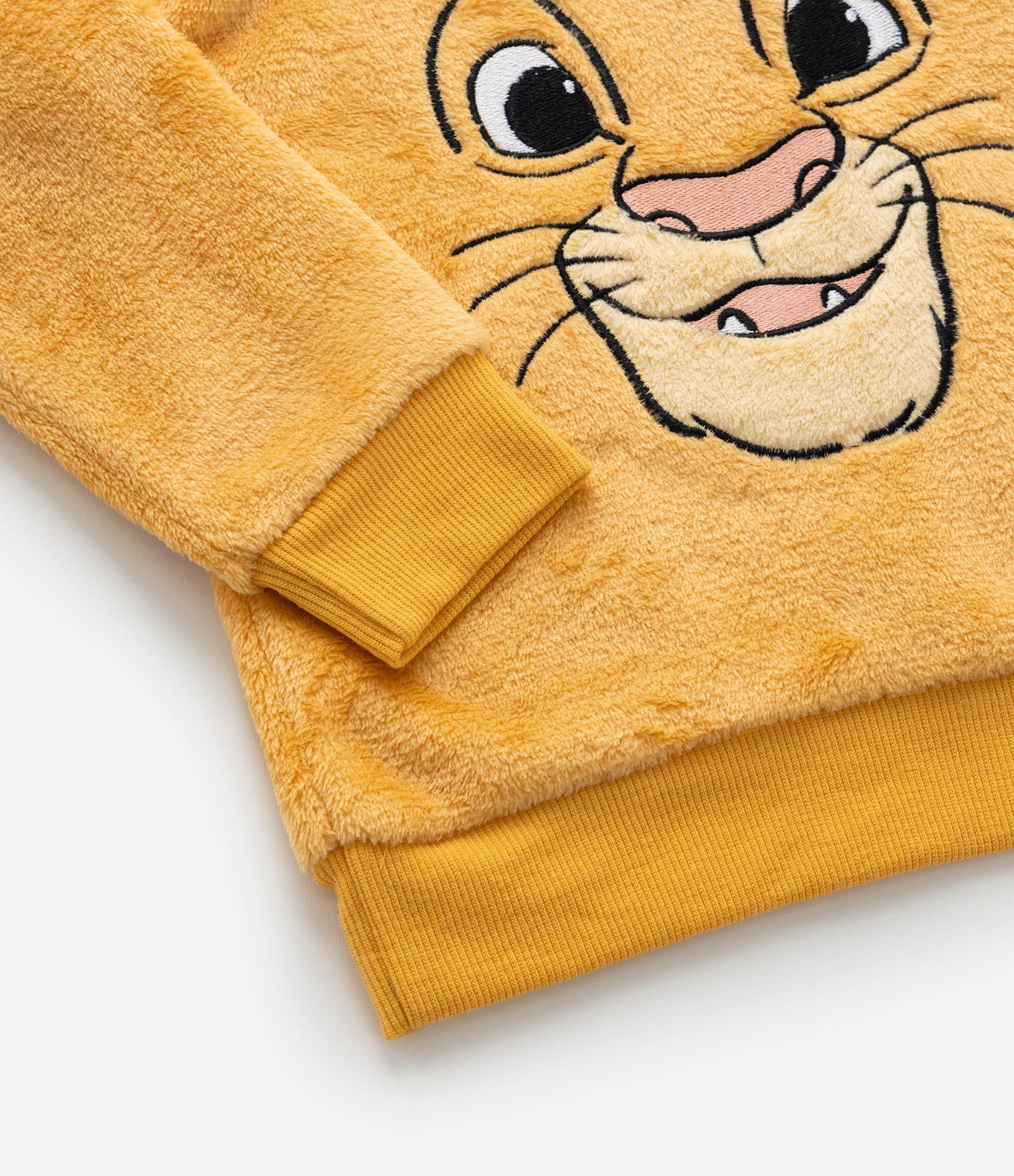 Pijama Infantil em Fleece com Bordado Simba - Tam  1 a 4 Anos Amarelo/Marrom 5