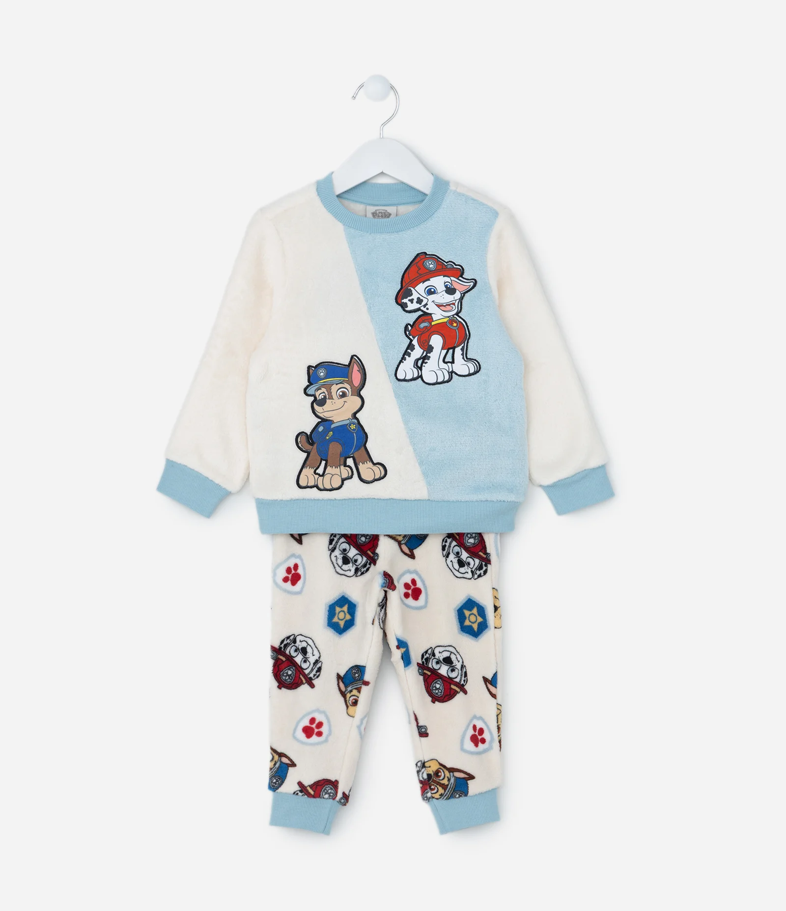 Pijama Infantil em Fleece com Bordado Patrulha Canina - Tam 1 a 4 Anos Bege/Azul 1