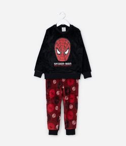 Pijama Infantil em Fleece com Bordado Homem-Aranha - Tam 3 a 10 Anos