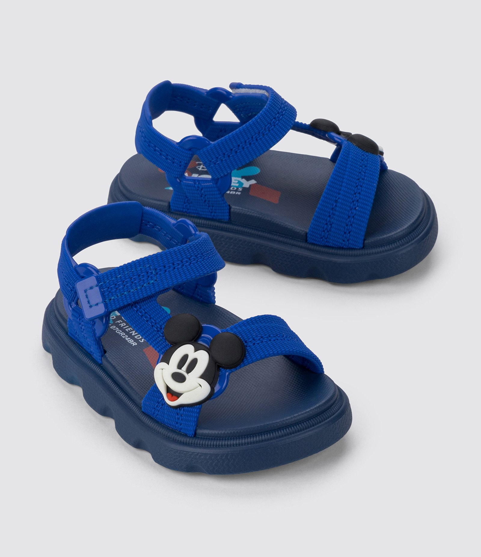 Sandália Infantil com Velcro e Patch do Mickey - Tam 17 a 27 Azul 2