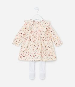 Vestido Infantil Canelado com Babado - Tam 0 a 18 meses