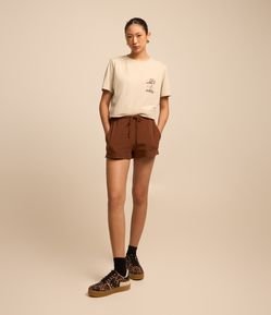 Short Básico em Ribana com Amarração no Cós