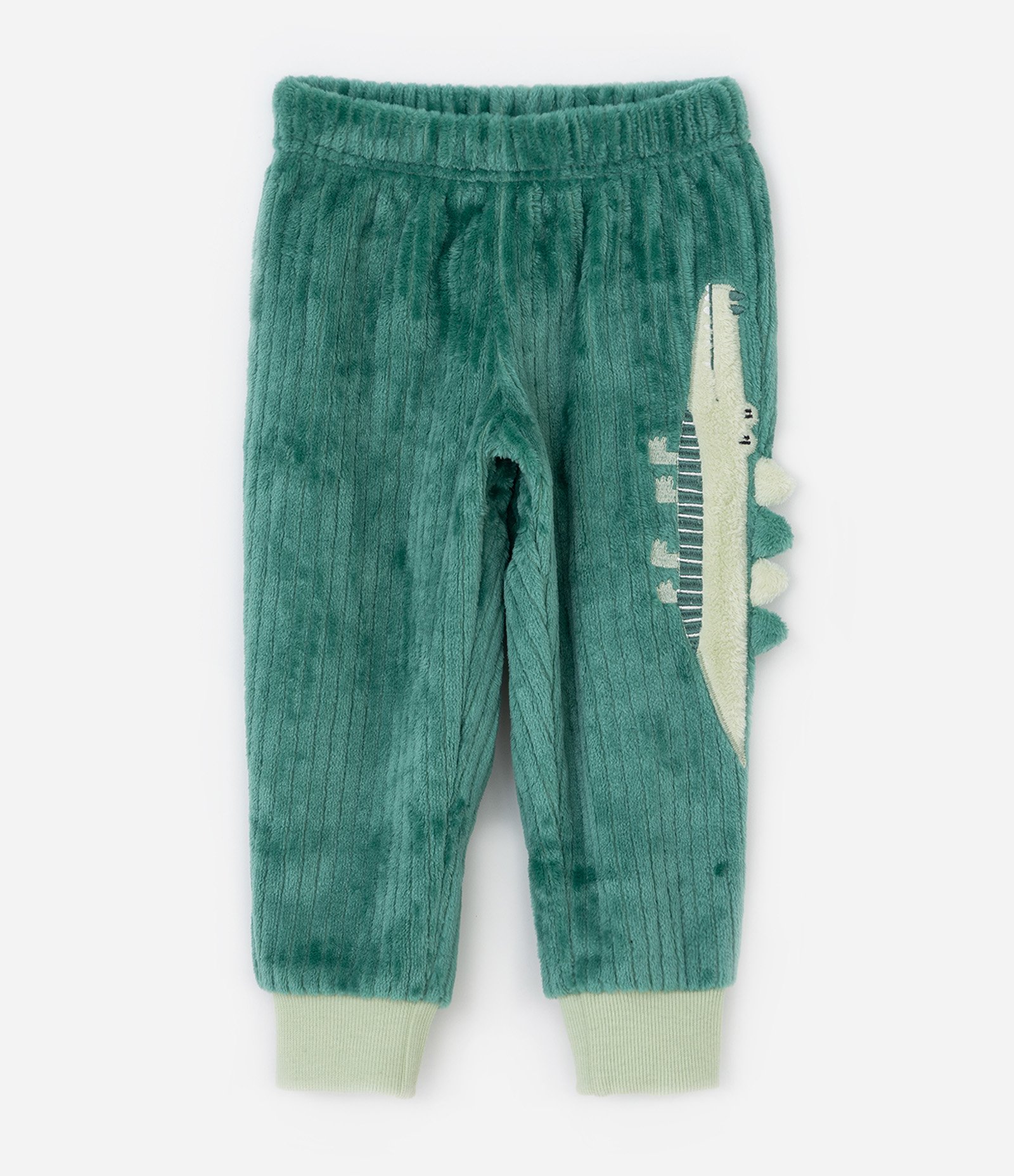 Pijama Infantil em Fleece com Bordado Interativo de Jacaré - Tam 1 a 4 Anos Verde 9