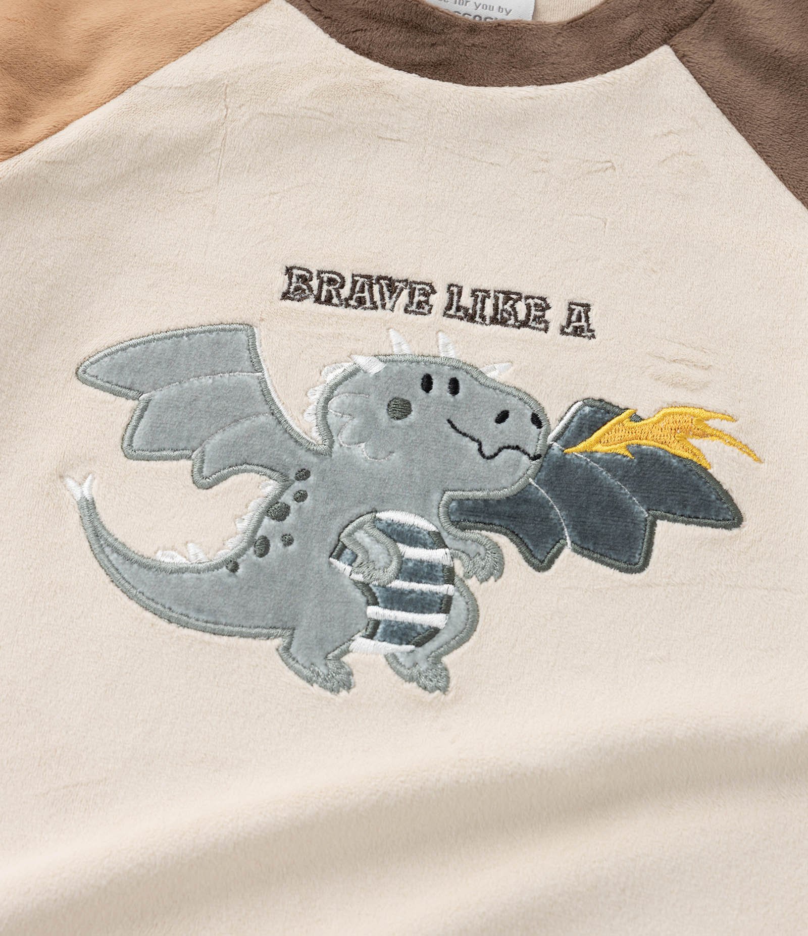 Pijama Infantil em Plush com Estampa Dragão - Tam 2 a 4 Anos Marrom/Bege 11