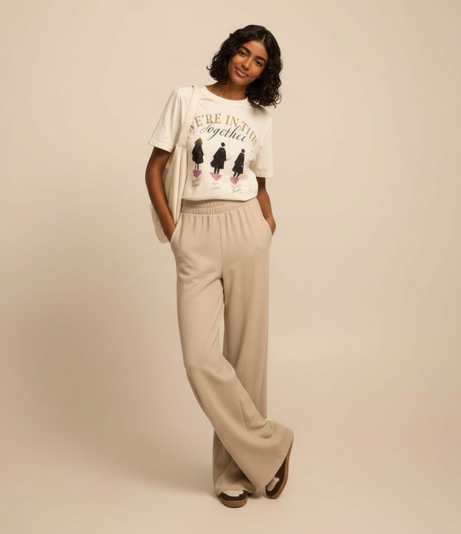 Calça Reta em Ribana Texturizada Bege 5