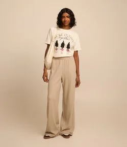 Calça Reta em Ribana Texturizada