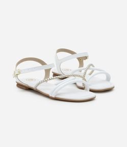 Sandália Rasteira Infantil com Tiras Finas e Strass Molekinha - Tam 26 ao 36