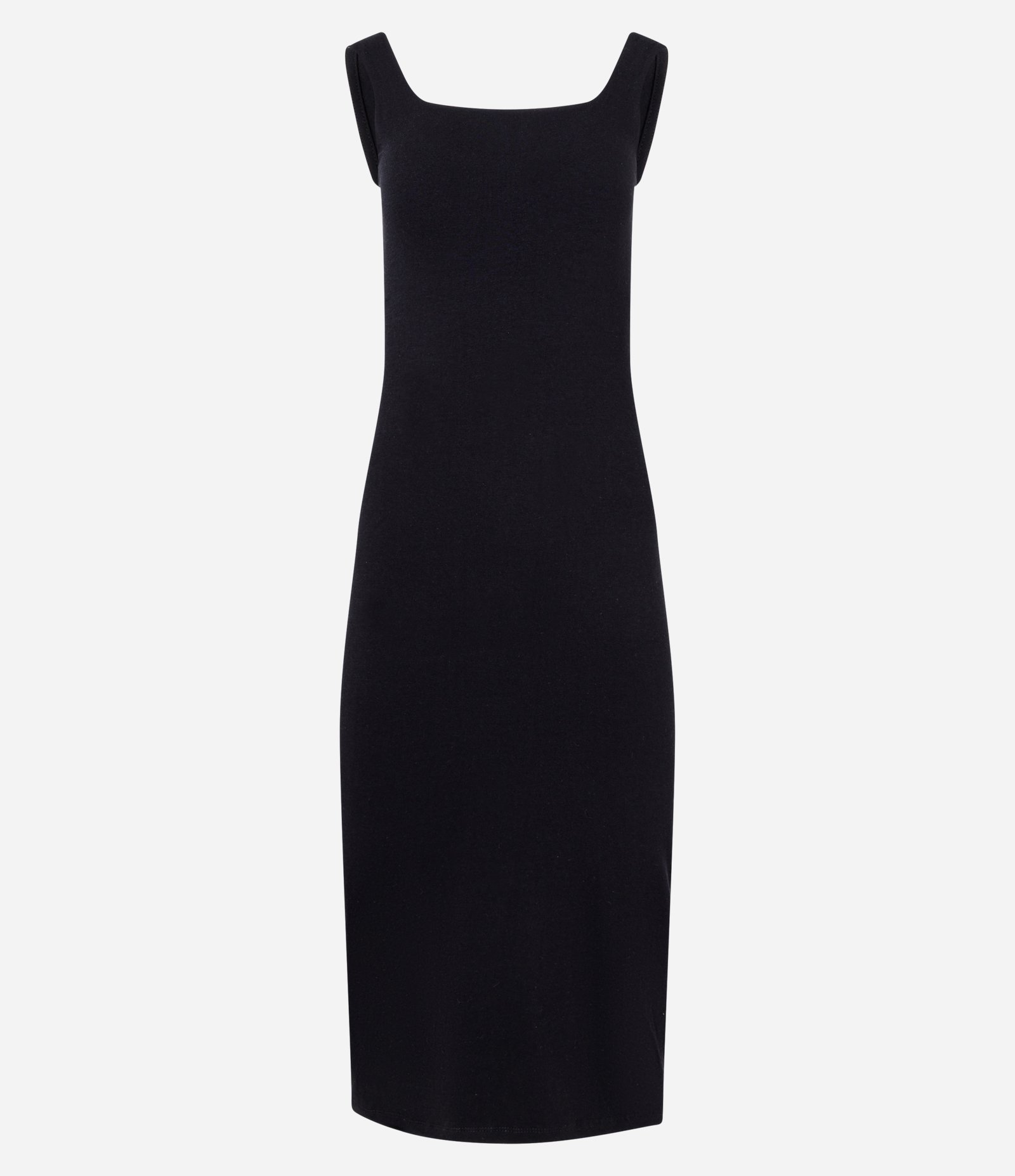 Vestido Midi em Algodão com Decote Quadrado Preto 4