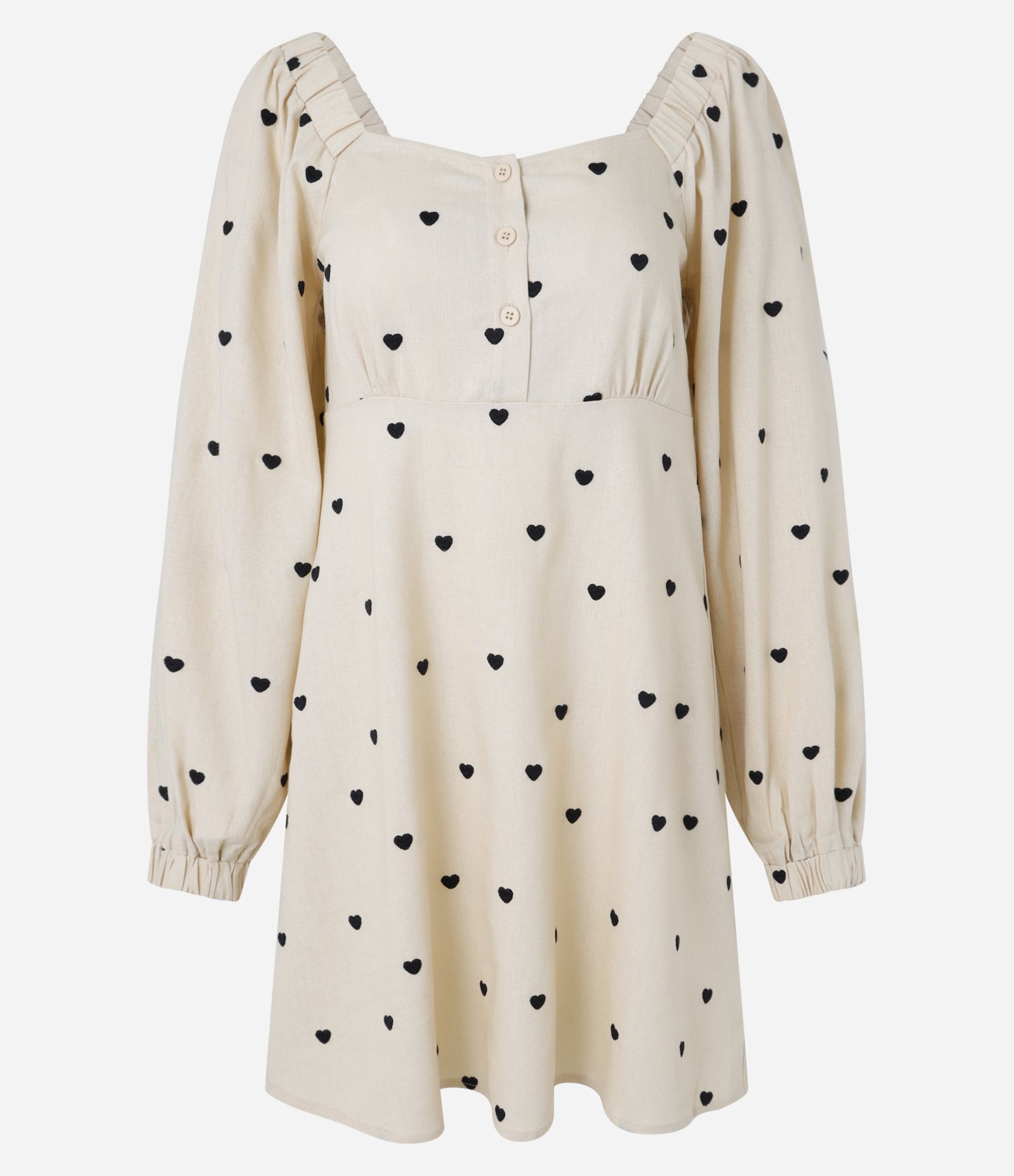 Vestido Curto em Viscose com Abotoamento Frontal Bege 5