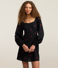 Vestido Curto em Viscose com Abotoamento Frontal