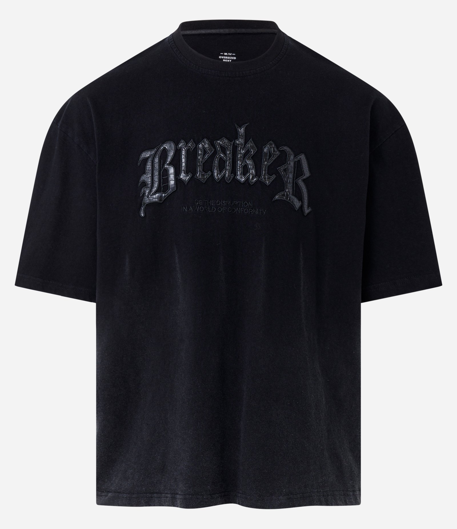 Camiseta Overboxy em Algodão Estonado com Estampa Bordada Lettering Preto Estonado 4
