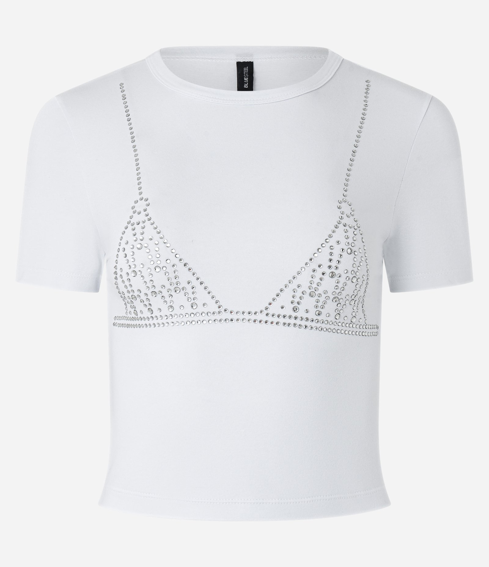 Blusa em Algodão com Estampa de Top em Strass Branco 4