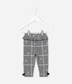 Calça Infantil com Babadinho e Estampa Xadrez - Tam 0 a 18 meses