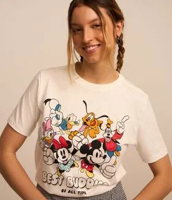 Camiseta Alongada em Algodão com Estampa Mickey Best Buddies