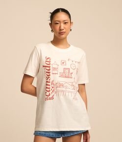 Camiseta Alongada em Algodão com Estampa Jovens Cansadas
