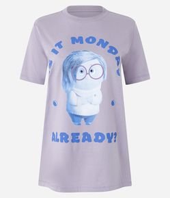 Camiseta Alongada em Algodão Estampa Tristeza Divertidamente