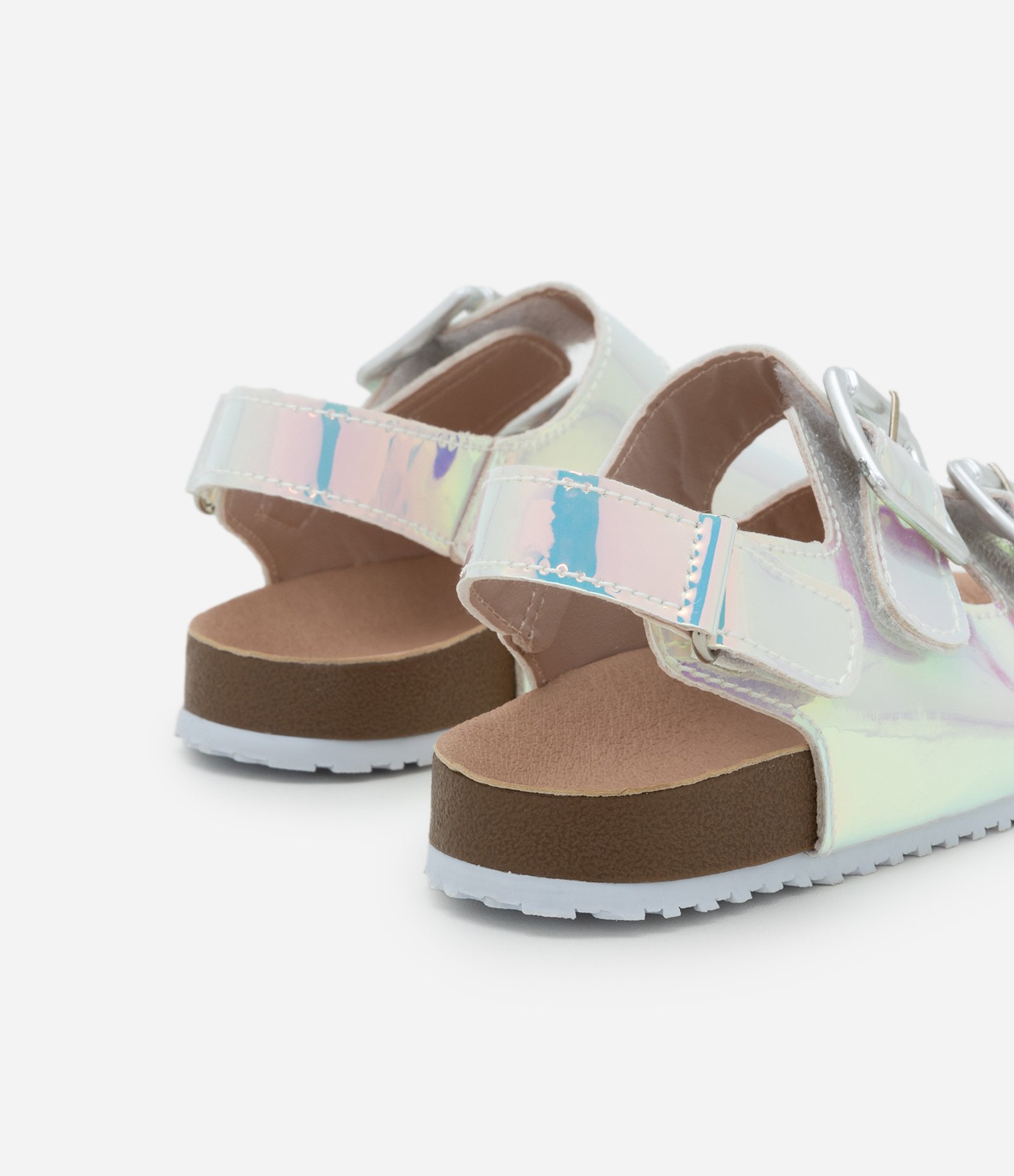 Sandália Infantil de Tiras e Efeito Holográfico - Tam 20 a 27 Prata 2