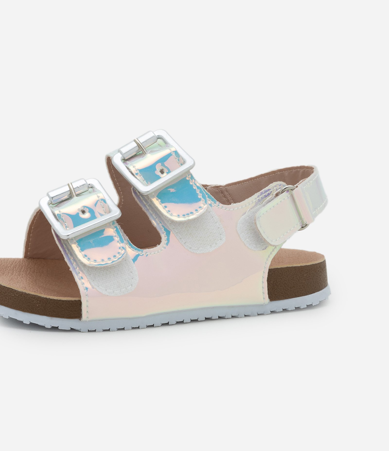 Sandália Infantil de Tiras e Efeito Holográfico - Tam 20 a 27 Prata 3