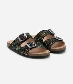 Chinelo Infantil com Glitter e Fivela - Tam 28 ao 35