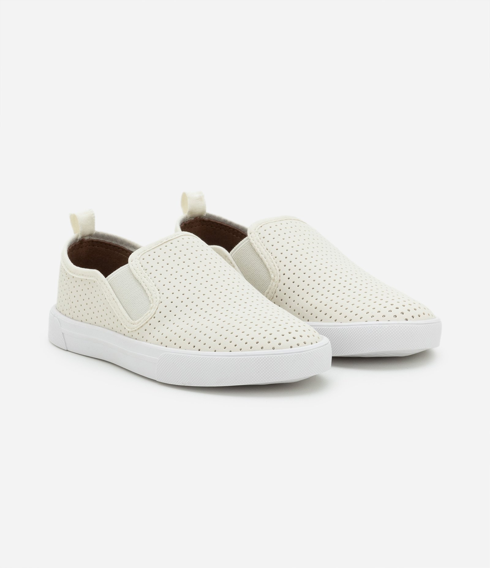 Tênis Slip on Infantil com Textura de Furinhos - Tam 27 ao 36 Off White 1