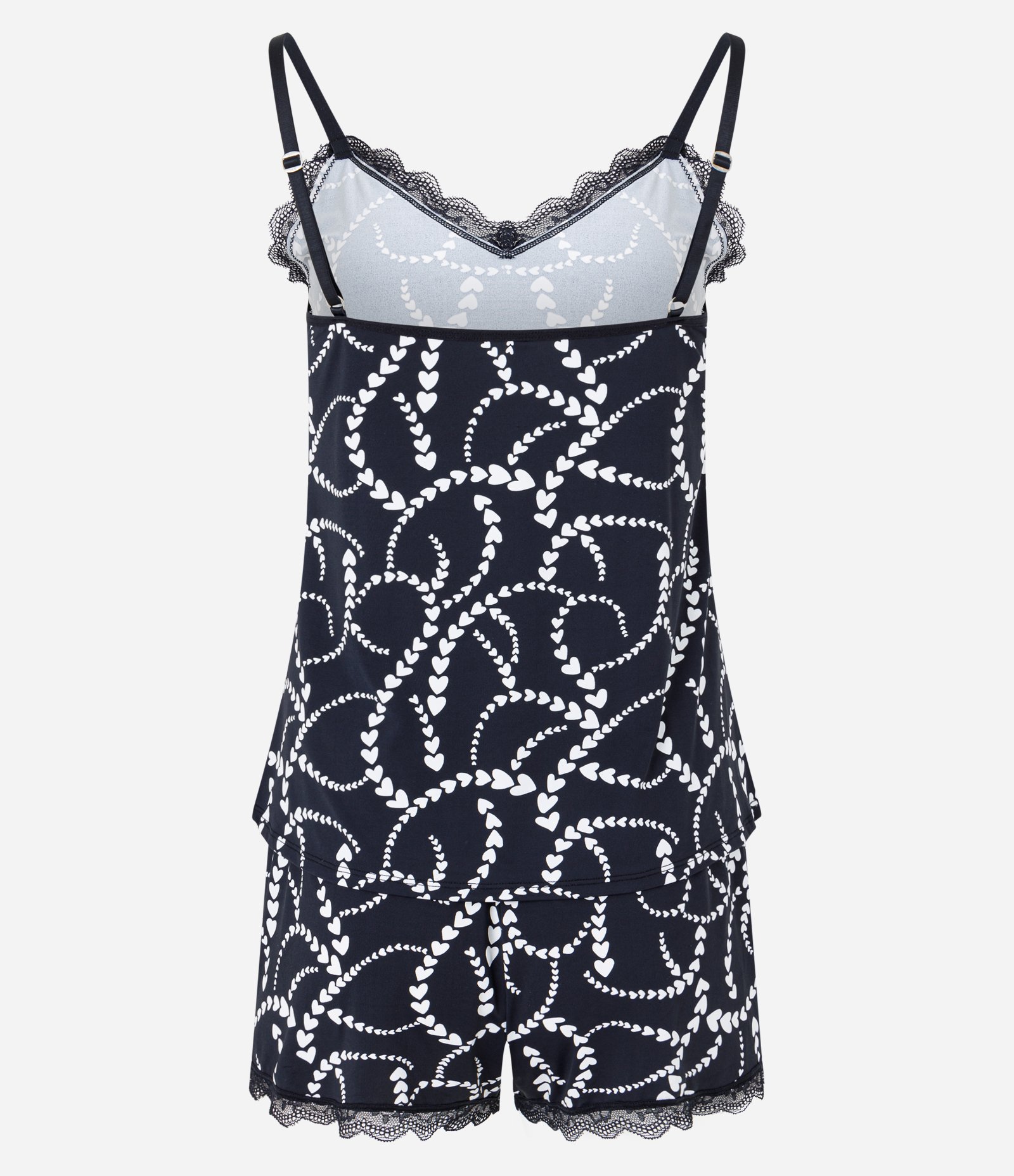 Pijama Short Doll de Alcinha em Microfibra com Estampa de Coração Preto/Branco 6