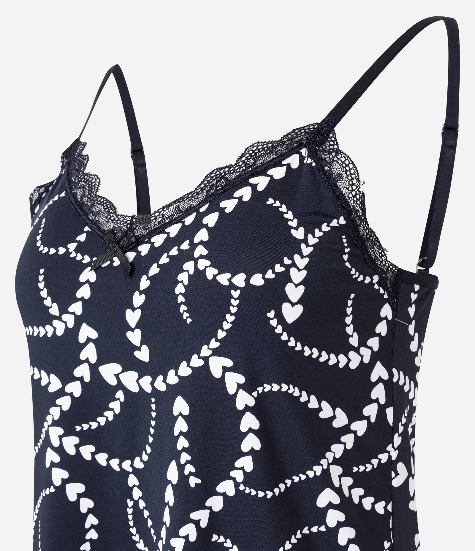 Pijama Short Doll de Alcinha em Microfibra com Estampa de Coração Preto/Branco 7