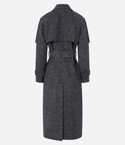 Casaco Alongado em Tweed com Cinto Fivela