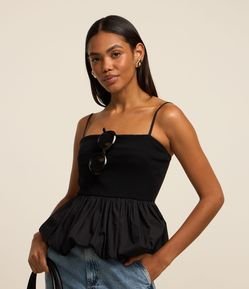 Blusa de Alça em Ribana com Barra Balonê