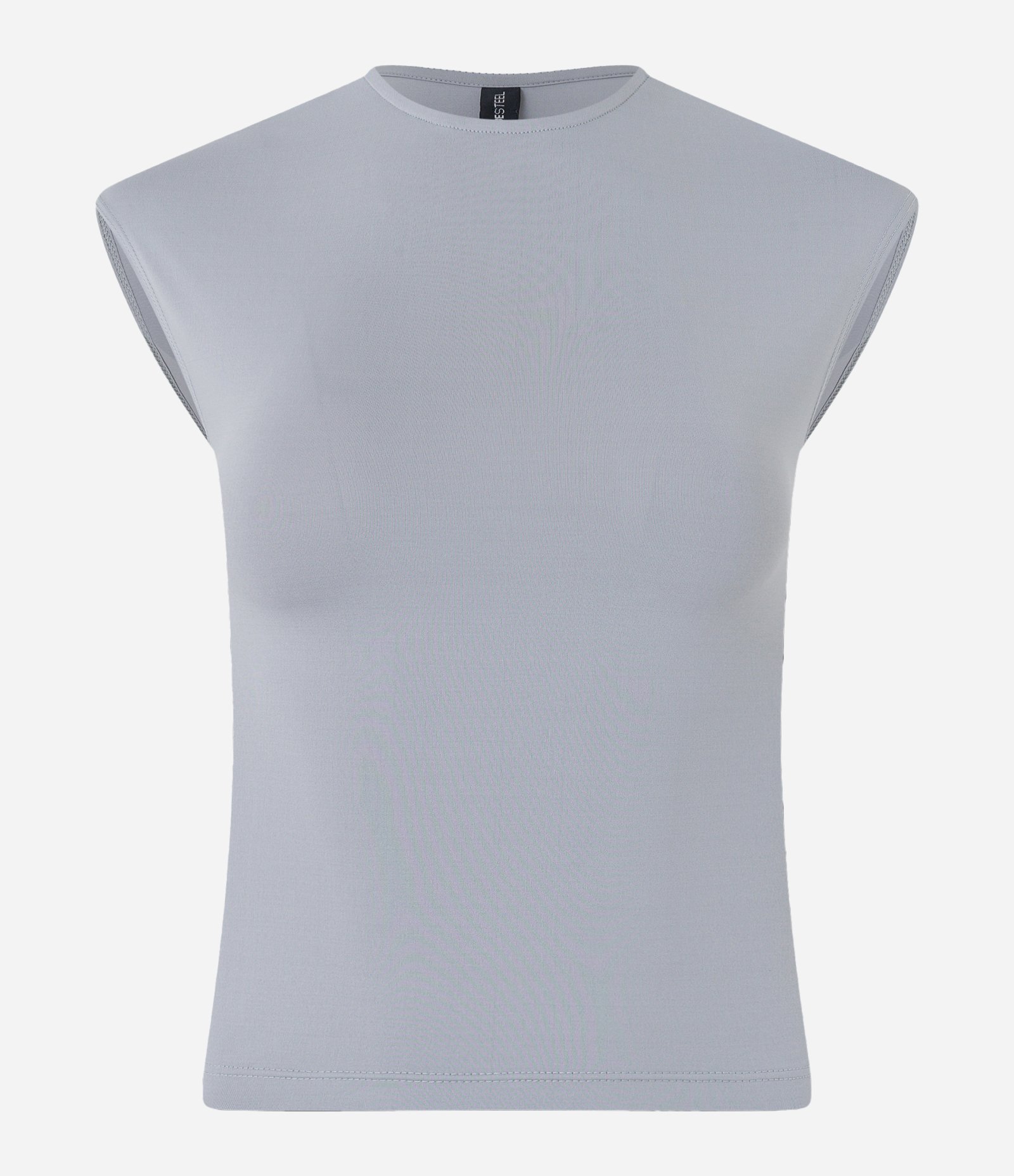 Blusa Básica em Microfibra com Ombro Alongado Cinza 4