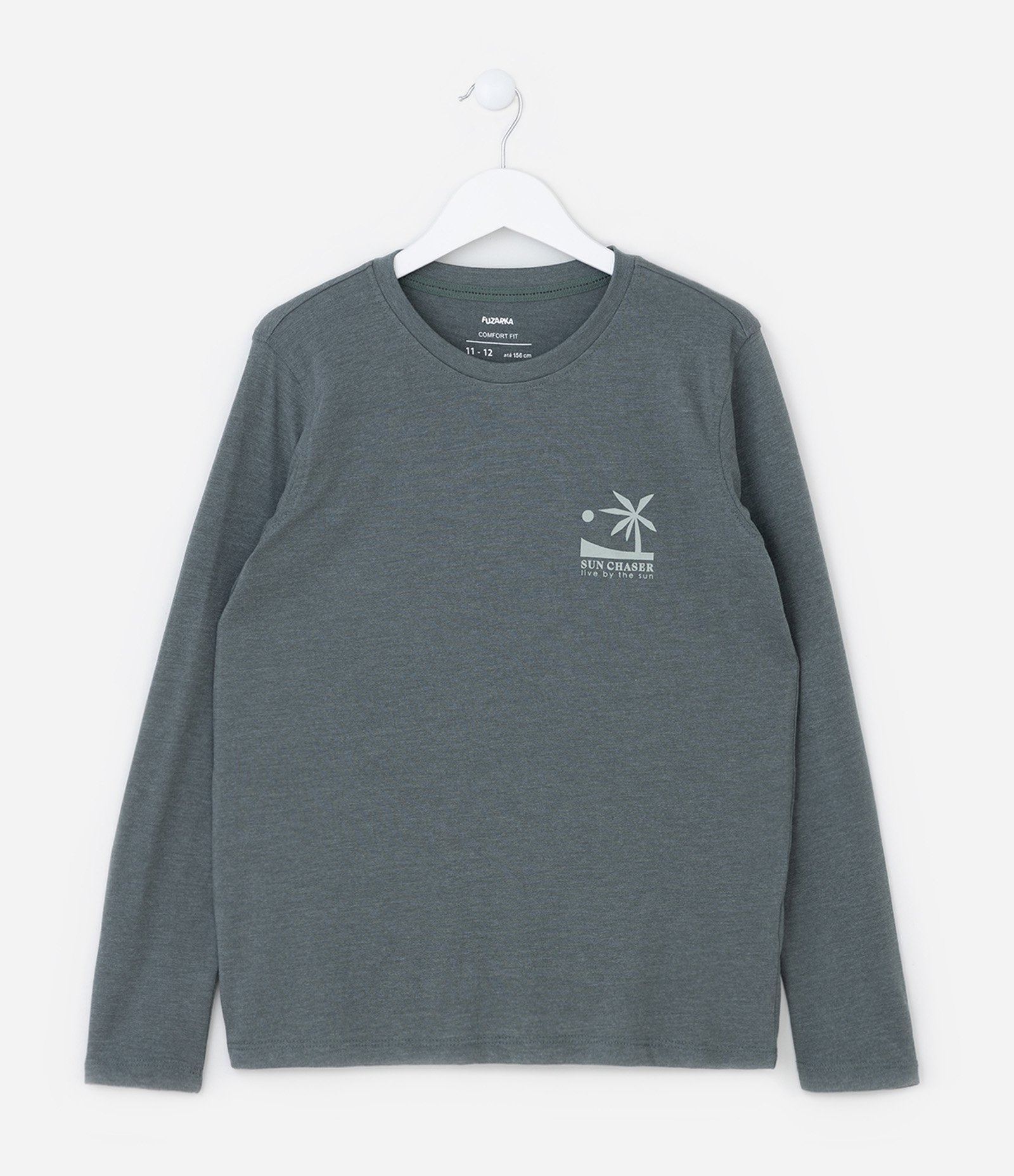 Camiseta Infantil com Estampa de Coqueiro - Tam 5 a 14 Anos Verde 1
