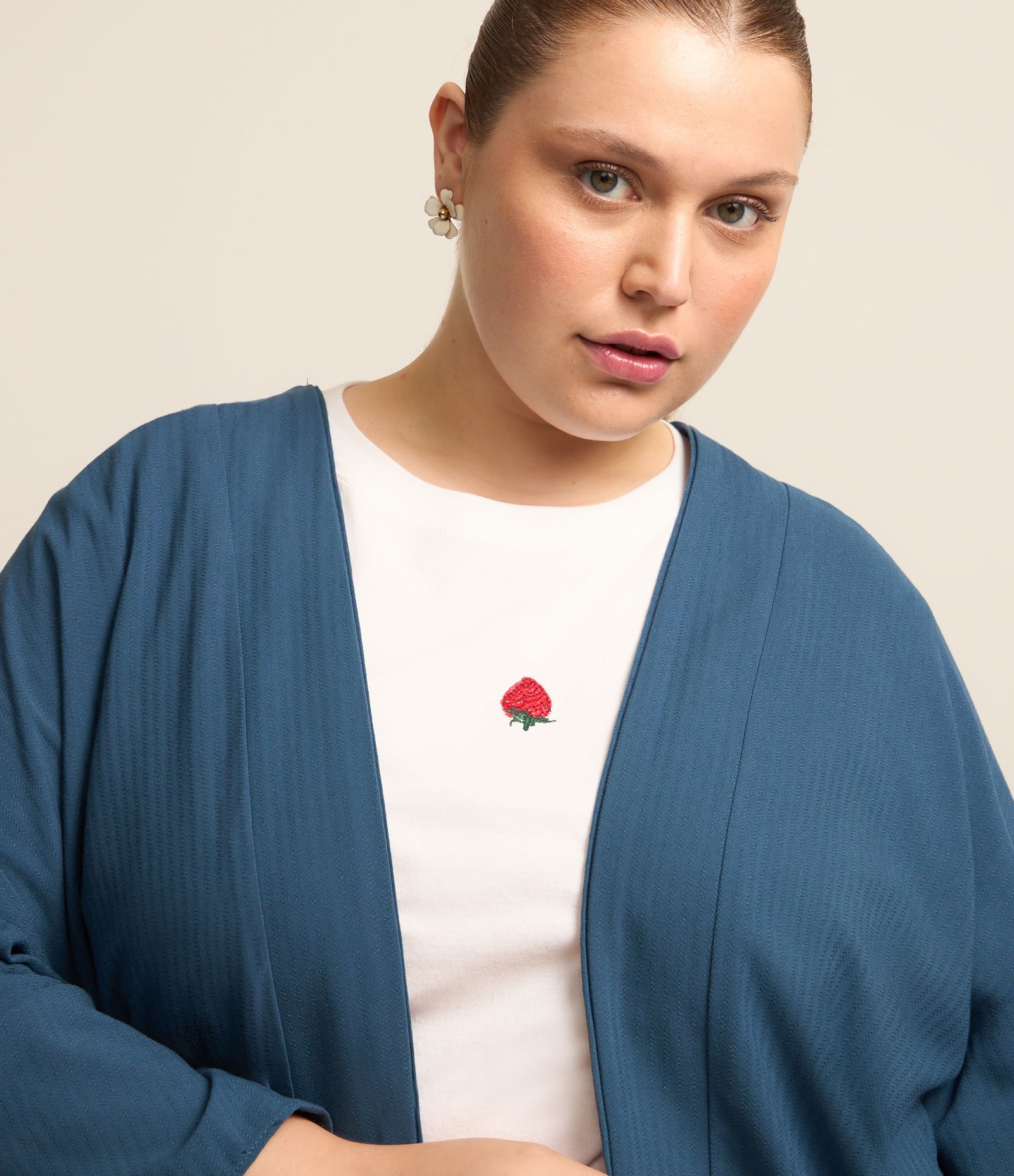 Kimono em Viscose com Abertura Total Curve & Plus Size Azul 3