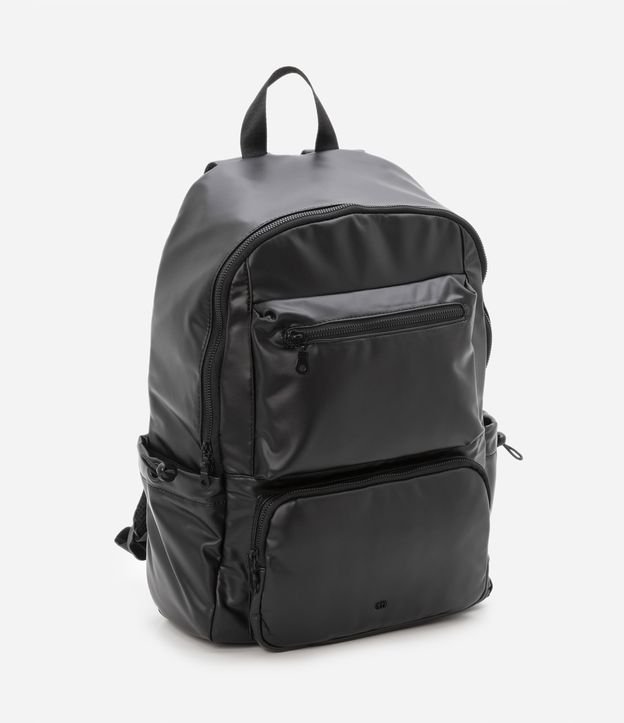 Mochila em PU Metalizado com Bolsos Frontais e Laterais