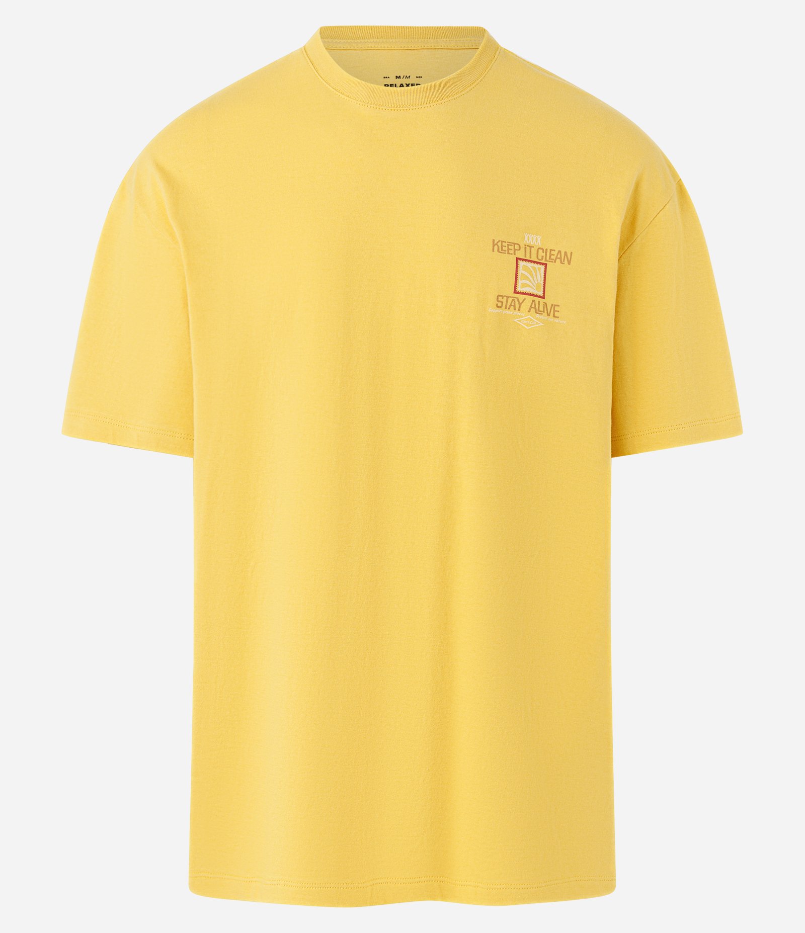 Camiseta Relaxed em Algodão com Estampa Keep it Clean Amarelo 4