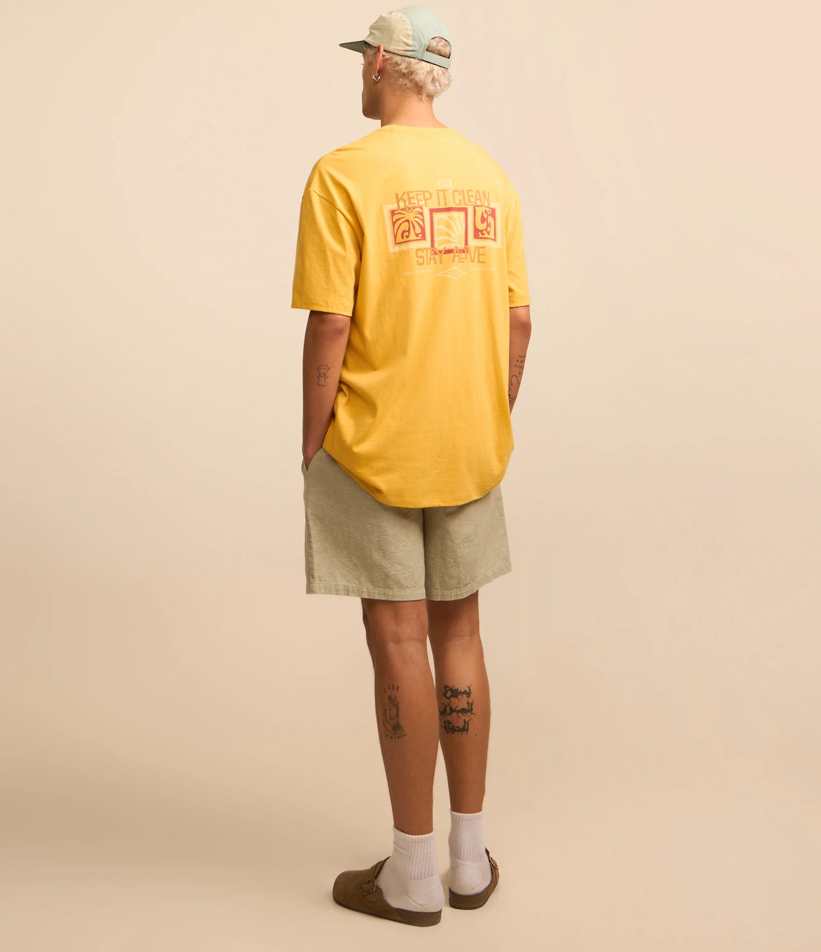 Camiseta Relaxed em Algodão com Estampa Keep it Clean Amarelo 1