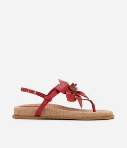 Sandália Sport Sandal Rasteira Rafia com Maxi Flor